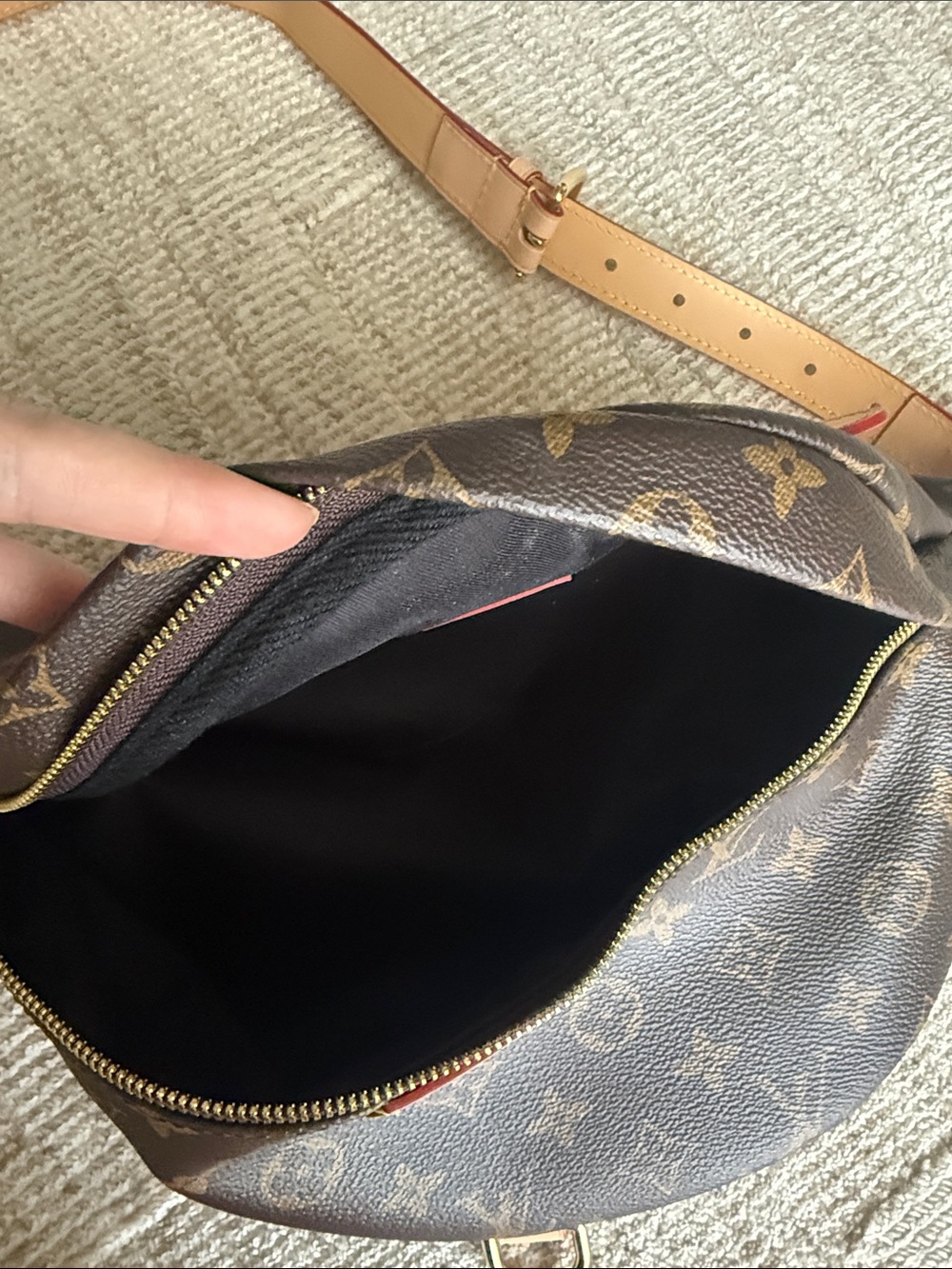 LV Brown Monogram Crossbody Belt Bag with Natural Leather Strap - Picture 2 of 3